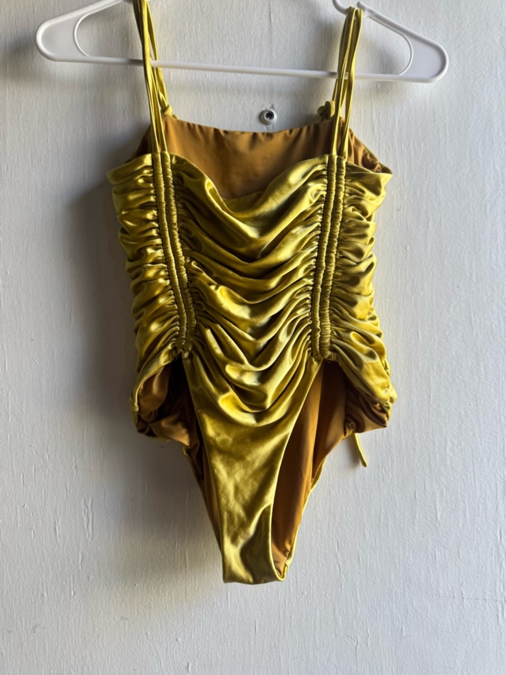 Isa Boulder Golden Ruched One-Piece Swimsuit - Picture 3 of 6